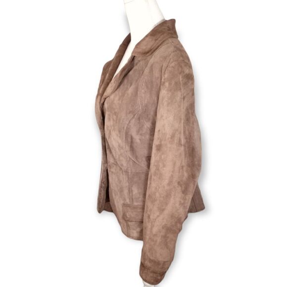 CHEROKEE BROWN/TAUPE SUEDE BLAZER SZ.18-20 EUC - Picture 2 of 6